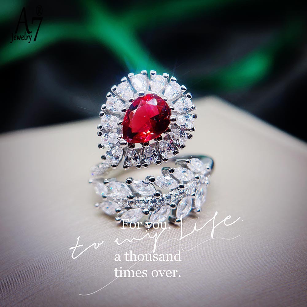 Nhẫn Hở Đính Đá Ruby A7