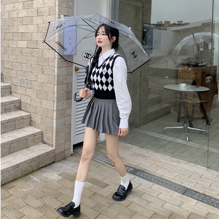 Áo Dệt Kim Không Tay Dáng Ngắn Phong Cách Hàn Quốc Thời Trang Cho Nữ