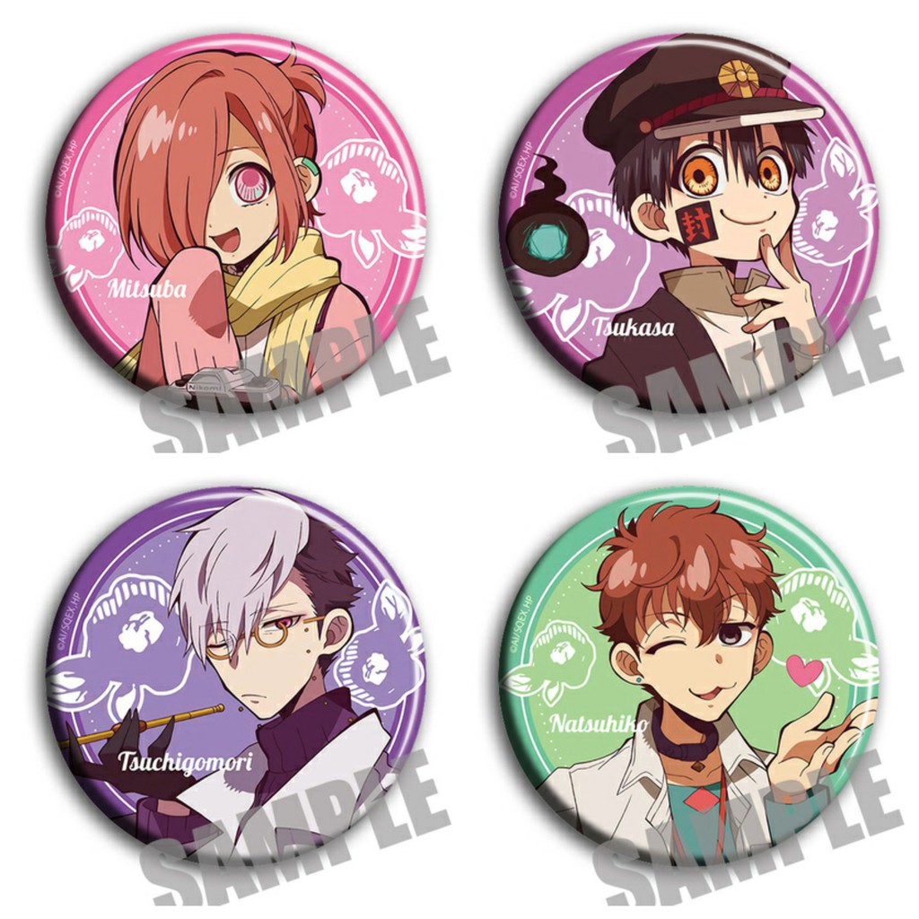 Combo 4 huy hiệu cài áo IN HÌNH Jibaku Shounen Hanako-kun Ác quỷ trong nhà xí dễ thương