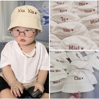 Mũ bucket thêu tên bé theo yêu cầu