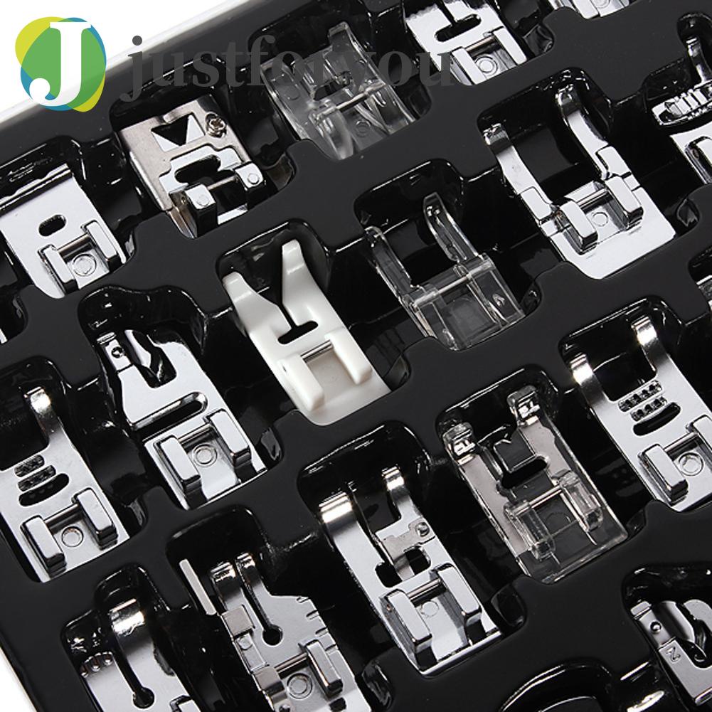 Justforyou2 32 PCS Domestic Sewing Machine Foot Feet Snap On For Brother Singer Set