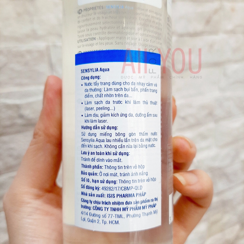 ISIS Pharma Sensylia Aqua 250mL - Nước Tẩy Trang Dưỡng Ẩm Cho Da Nhạy Cảm Và Da Thường.