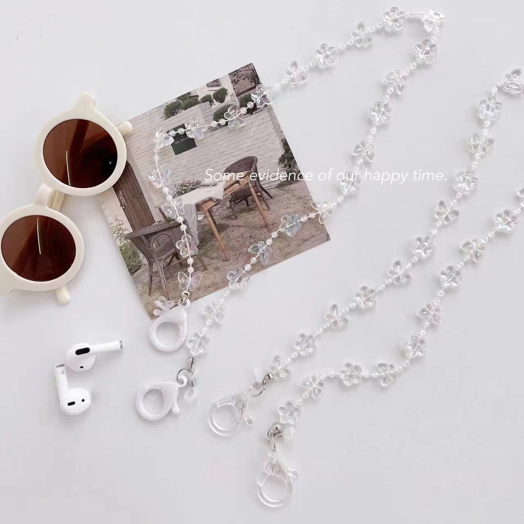 Dây Đeo Mắt Kính Bằng Acrylic Trong Suốt Hình Hoa Bướm Đơn Giản Phong Cách Mới