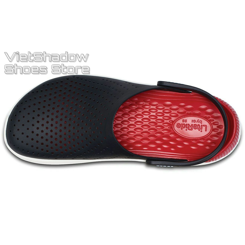 Dép bít đầu - Sục nhựa LITERIDE - Chất liệu nhựa PVC kết hợp EVA siêu nhẹ, không thấm - Màu đen lót đỏ