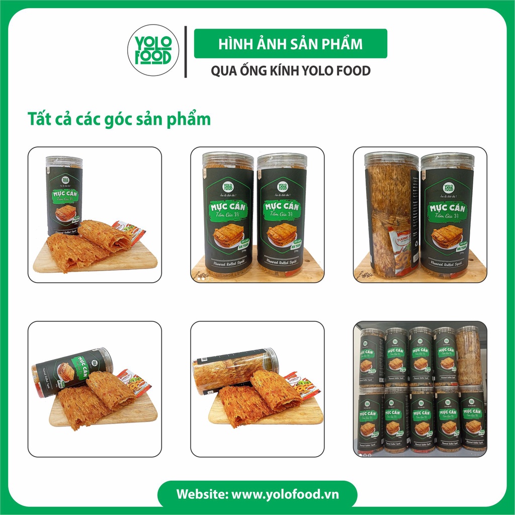 Mực cán tẩm gia vị 250g YOLOFOOD đồ ăn vặt chất lượng, khô mực cán tẩm vị nguyên miếng loại 1 vị cay cay đóng hộp atvstp