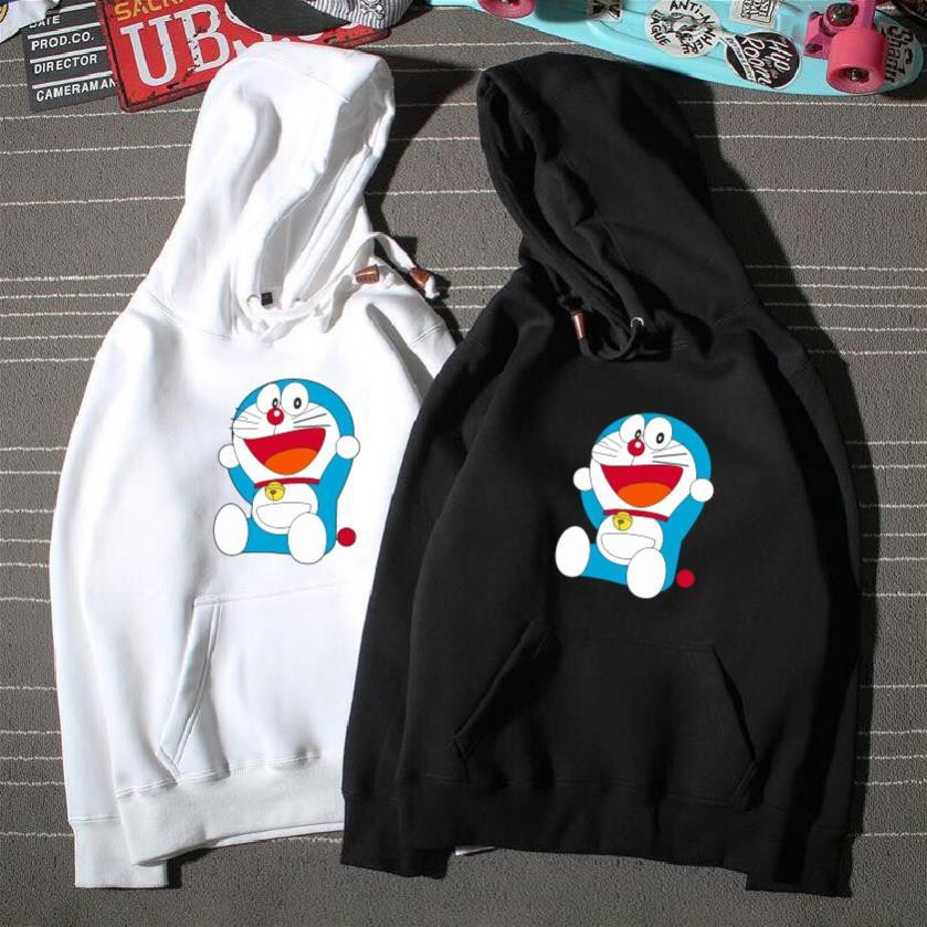 SALE- [Siêu ấm] Áo nỉ Hoodie thu đông hoạt hình Doremon form suông rộng có mũ unisex