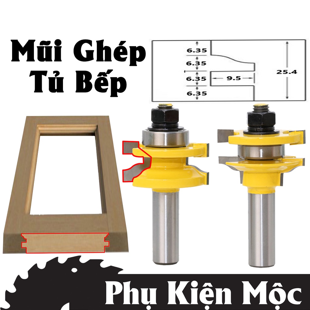 BỘ 2 MŨI SOI GHÉP MỘNG CÁNH TỦ BẾP CÁNH SEN MUWANG ĐÀI LOAN