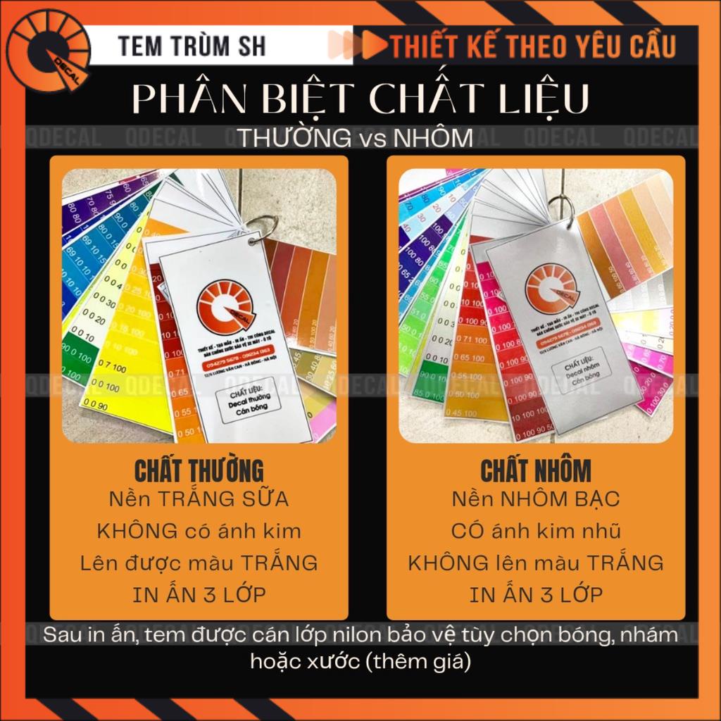 Tem trùm SH LV decal 3 lớp xanh trắng/bạc sang trọng thiết kế theo yêu cầu