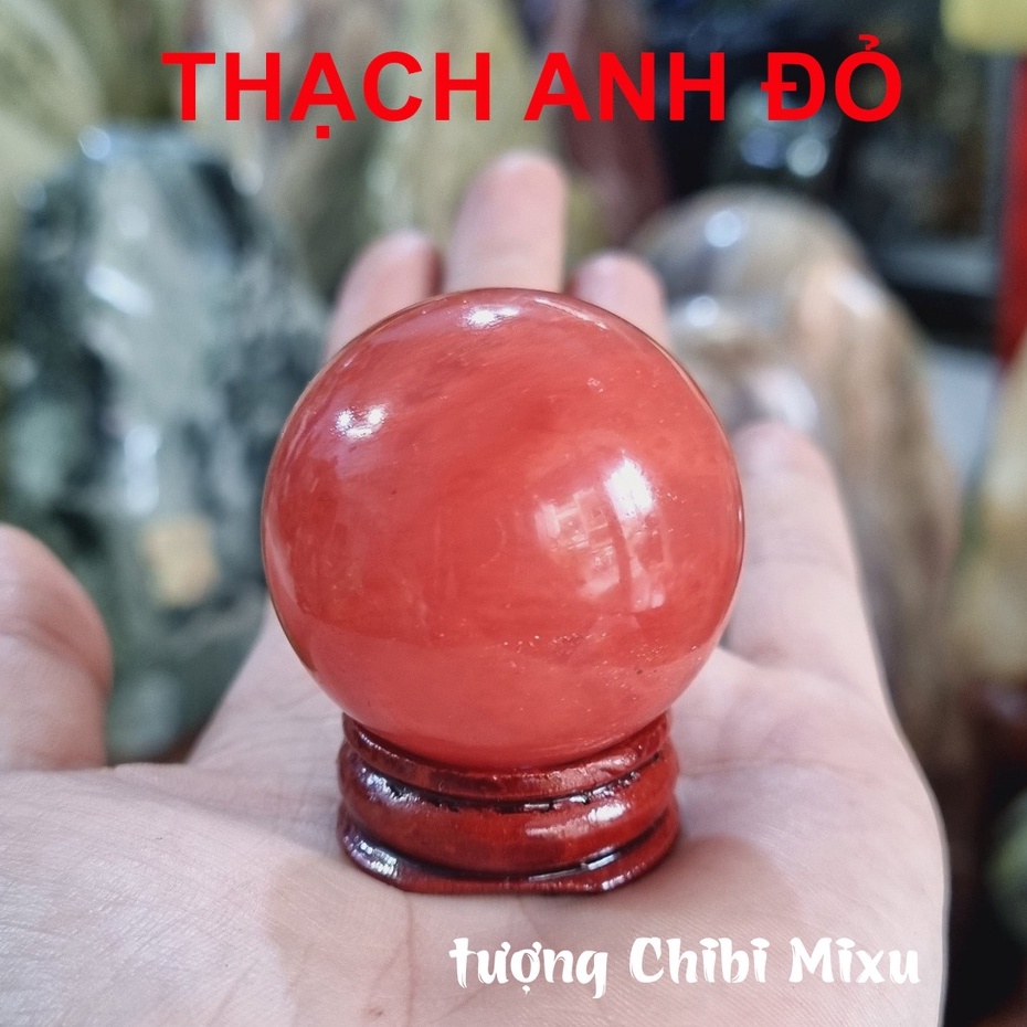 Bi cầu phong thủy màu đỏ 4cm cho người mệnh Thổ và mệnh Hỏa
