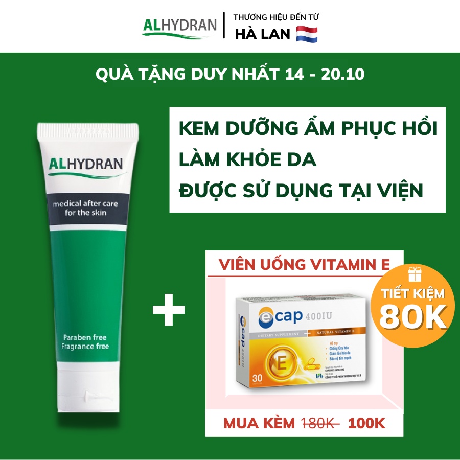 Kem dưỡng ẩm phục hồi, chống kích ứng và làm khỏe da Alhydran 15ml - Lựa chọn ưu tiên của phòng khám da liễu spa