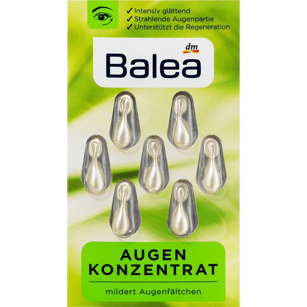 Serum Làm Giảm Nếp Nhăn Ở Mắt Balea by dm, Konzentrat Augen (7 viên nang - Hàng Nhập Đức - ĐỦ BILL)