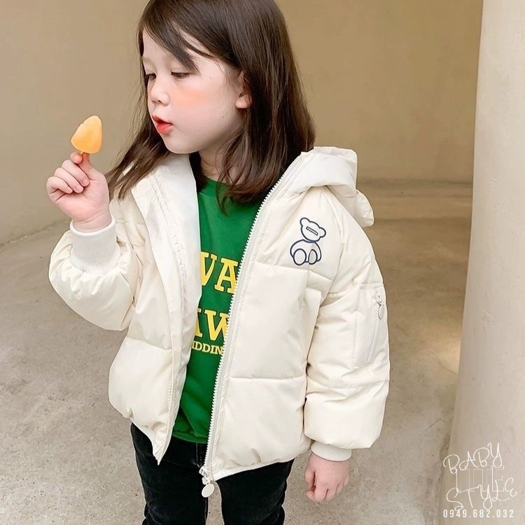 Áo phao 3 lớp bé trai, bé gái. Áo khoác thu đông cho bé &quot;TAI GẤU&quot; 8-20kg form 1-6 tuổi.  Siêu nhẹ, ấm áp. G46