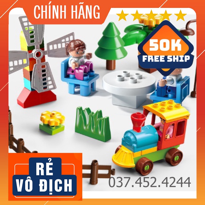 Đồ chơi giáo dụcFreeshiplắp ghép lego duplo cho bé trai, bé gái từ 3 đến 7 tuổi, bộ xếp hình 100 chi tiết hãng Feelo