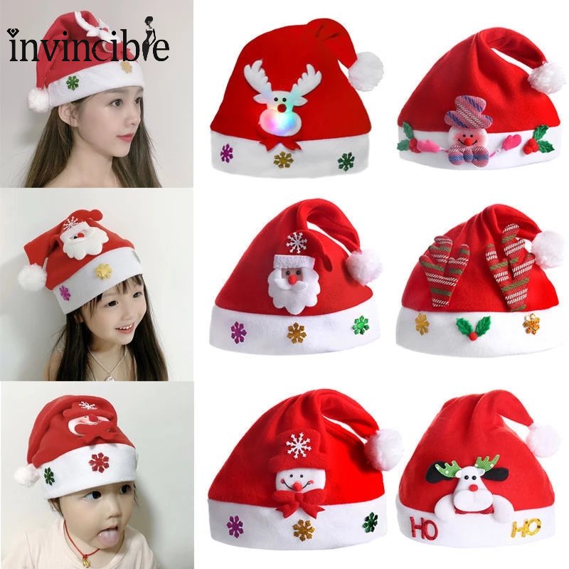 Mũ Ông Già Noel / Hoạt Hình Có Đèn LED Phát Sáng Dành Cho Trẻ Em