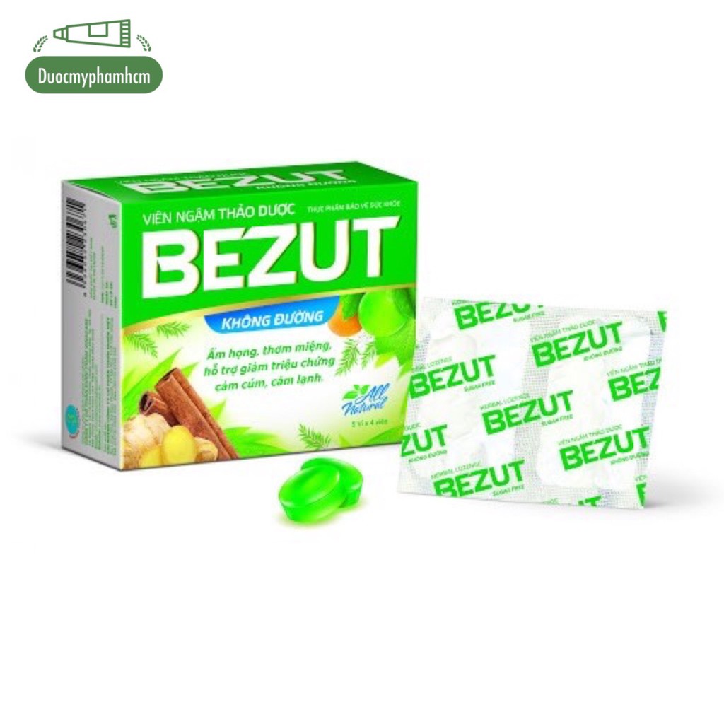 Viên ngậm ho thảo dược Bezut Không đường (Hộp 20 viên)