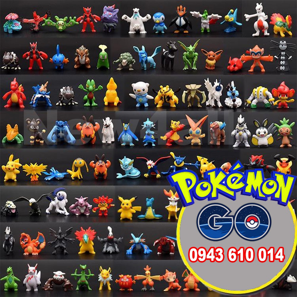 Bộ mô hình Pokemon Go đồ chơi nhân vật Pokemon Anime Mega Figures đa hệ nhiều màu sắc cho bé sưu tập (2-3 cm) - New4all