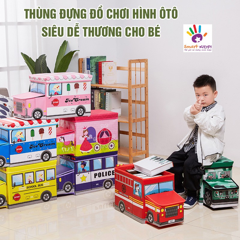 THÙNG ĐỰNG ĐỒ CHƠI HÌNH Ô TÔ KIÊM GHẾ NGỒI CHO BÉ