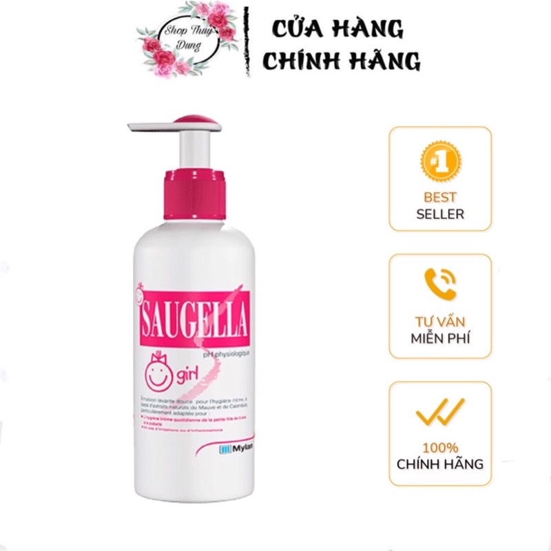 vệ sinh vùng kín bé gái từ 3 tuổi Saugella của Pháp 200ml