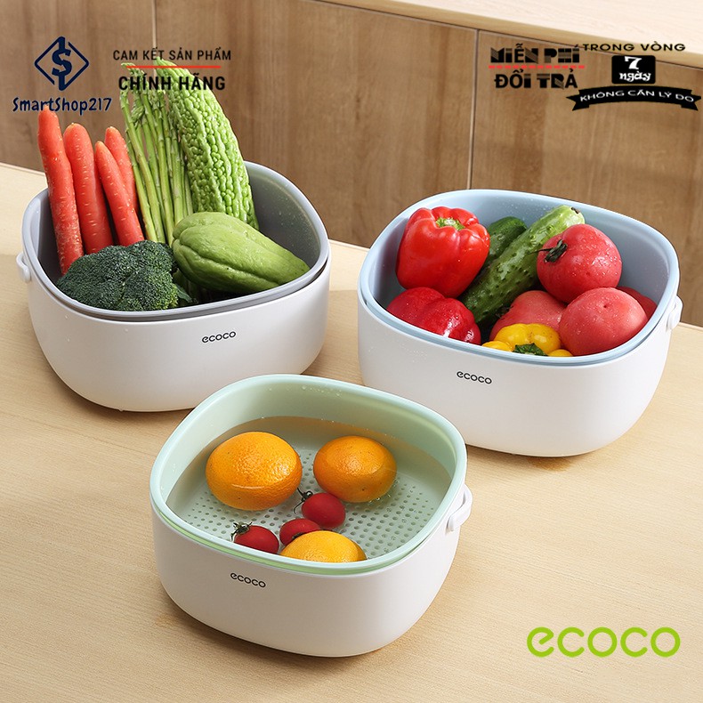 Rổ 2 Lớp Thoát Nước Cao Cấp - Thương Hiệu Nhật Bản ECOCO