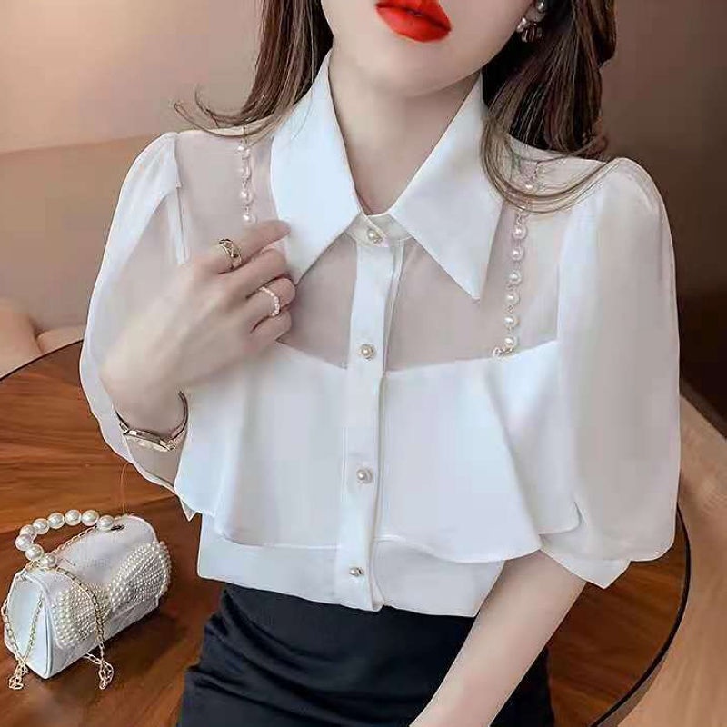Áo Sơ Mi chiffon Ngắn Tay Thời Trang Mùa Hè Hàn Quốc Dành Cho Nữ