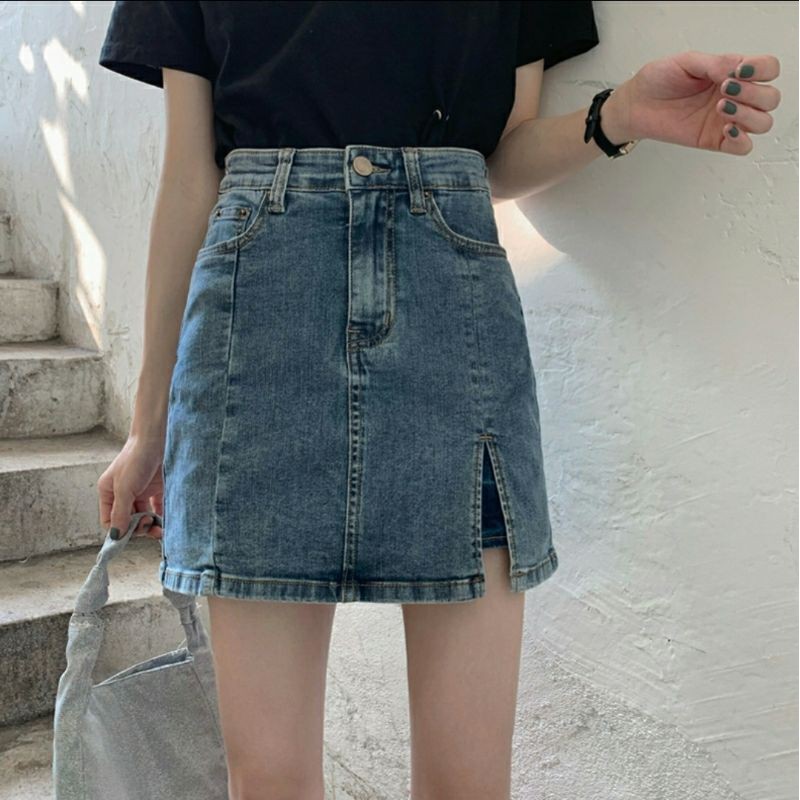 [ORDER] Chân váy jeans xẻ tà có lót trong