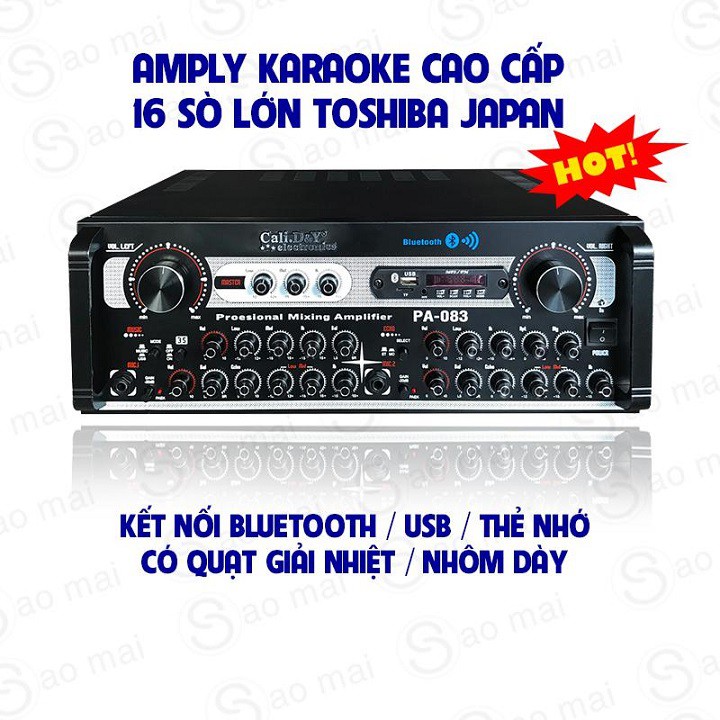 Amply biến áp đồng Cali.DY PA-083 - 16 sò lớn Ampli Bluetooth Karaoke Gia Đình Cali.DY PA 083