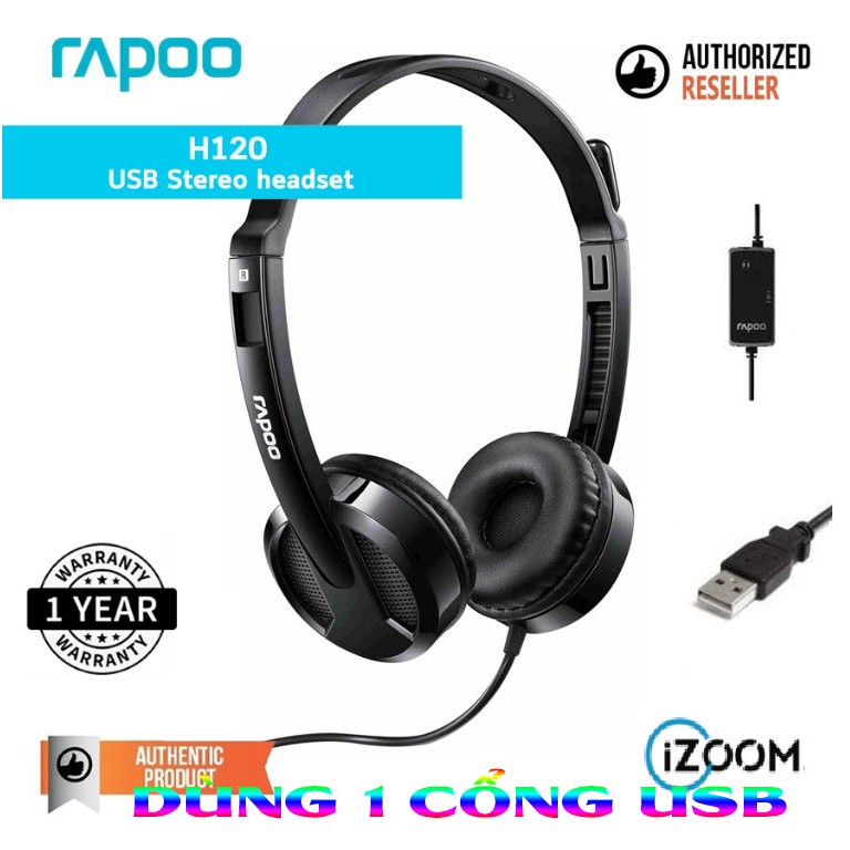 Headphone Rapoo H120 Chính Hãng Tích Hợp Mic Nói Âm Thanh Cực Hay - Tai Nghe Chụp Tai Rapoo H120