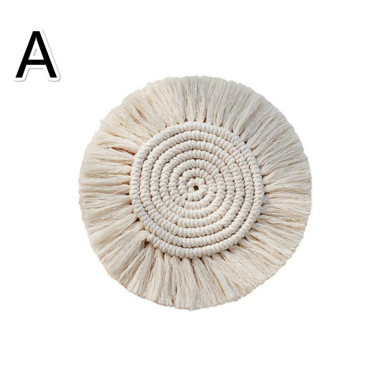 Northern Europe Macrame Cup Pad Bohemia Eco-friendly Heat Insulation Pad Placemat Dining Table Bowl Dish Mat Table Mat Pure Handmade Cotton Braid Non-slip Insulation Mats