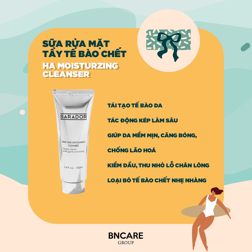 [DATE 12/22] Sữa rửa mặt và Tẩy da chết 2in1 chứa BHA và AHA - SARADOR DEEP AND EXFOLIATING CLEANSER 100ml