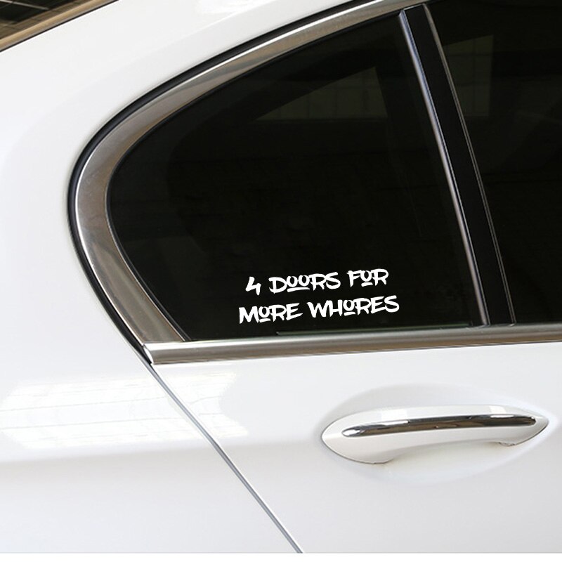 Miếng sticker &quot;4 DOORS FOR MORE WHORES&quot; dán trang trí ô tô 16.2cmx4.7cm