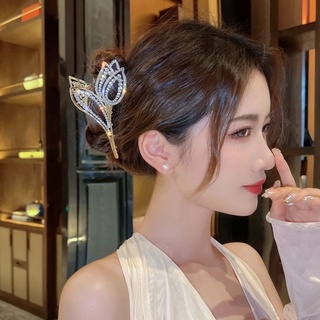 Kẹp tóc kim loại bông hoa đính đá và hạt trai nhân tạo lấp lánh Nơ Là Shop