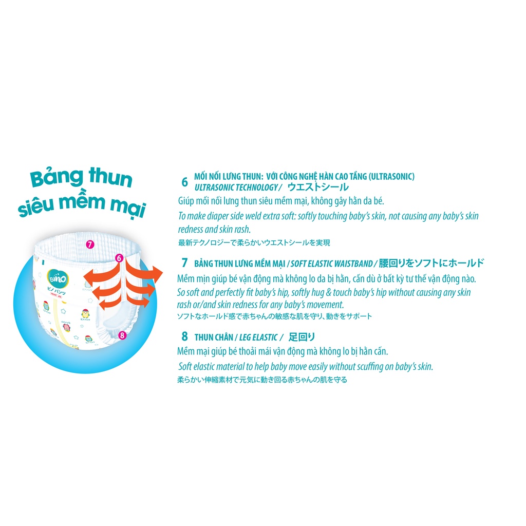 Tã/bỉm quần Bino kháng khuẩn chóng hâm size XXL44 tặng 8 ( 15 - 25 kg )