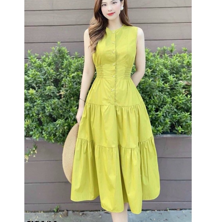 Đầm váy nữ maxi nhún eo cho các nữ đi chơi, dạo phố