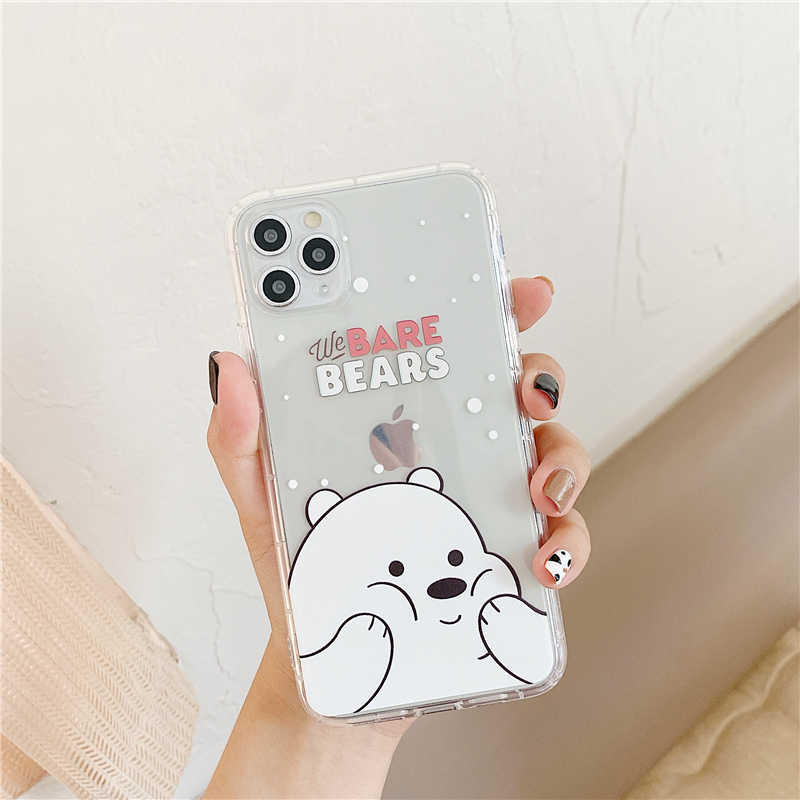 The cute snowflake bare bear is suitable for mobile phone case SAMSUNG S9 Plus all-inclusive soft case S10 S10plus S20plus S20 S20ultra S20fe S21/S30 S21Plus S21 transparent shockproof mobile phone soft TPU mobile phone case