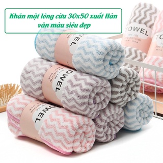 Một chiếc khăn mặt lông cừu siêu thấm Hàn Quốc 30*50cm, khăn mặt Hàn Quốc, khăn lông cừu siêu thấm nước