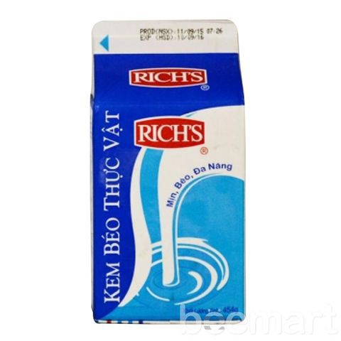 [CHỈ SHIP TP.HCM] KEM BÉO THỰC VẬT RICH'S BÉ 454G