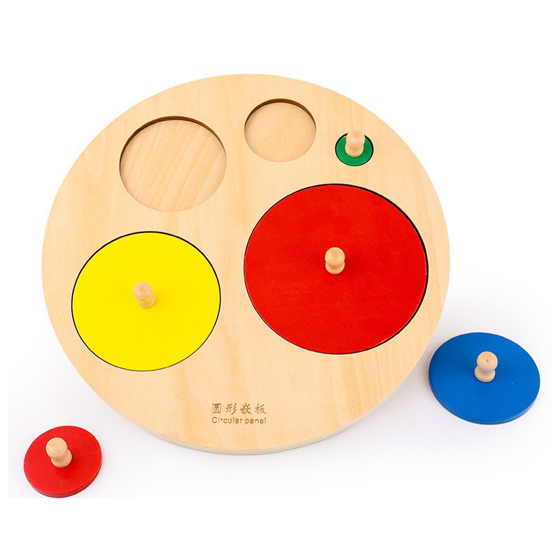 Đồ Chơi Xếp Hình - bảng hình dạng Montessori bằng Gỗ Nhiều Màu Cho Bé