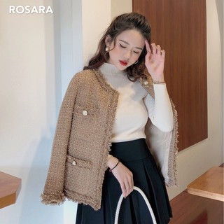 Áo dạ tweed nâu tây Rosara K12