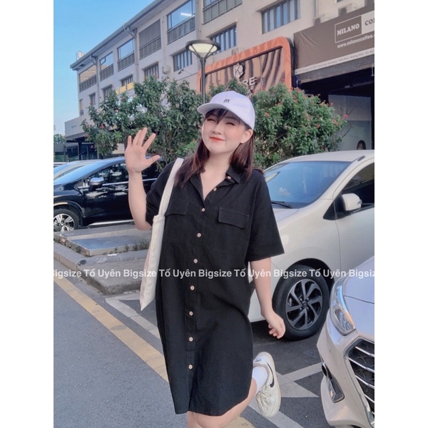Váy Sơ Mi Dáng Xuông 2 Túi Ngực Chất Thô Dày L1 #55
