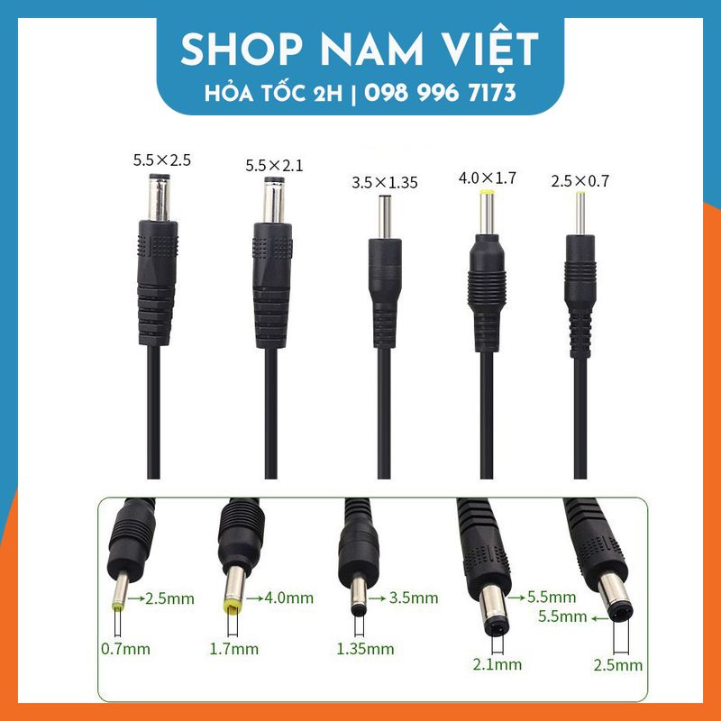 Dây Cáp Chuyển USB 5V to DC Jack 5.5 / 4.0 / 3.5 / 2.5mm Cho Quạt Sạc, Đèn Sạc, Đèn LED