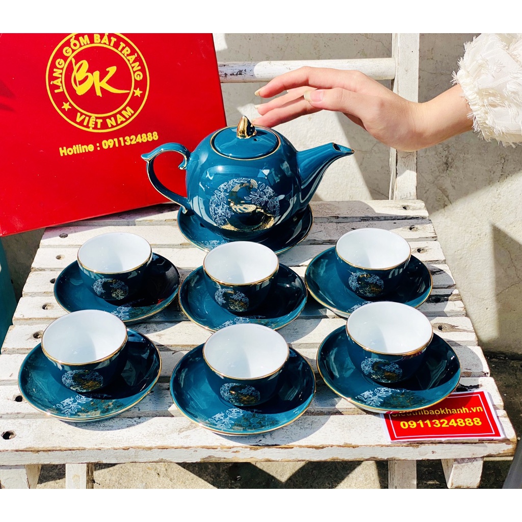 💥Quà Tết💥BỘ ẤM CHÉN BÁT TRÀNG CHÍNH HÃNG-HÀNG TẠI XƯỞNG 350ml-BÁT TRÀNG BẢO KHÁNH