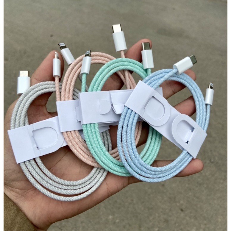 Cáp Sạc Nhanh 20W Bọc Dù Chân Lingtning Hỗ Trợ Truyền Dữ Liệu Dây Bọc Dù Chống Gãy Gập