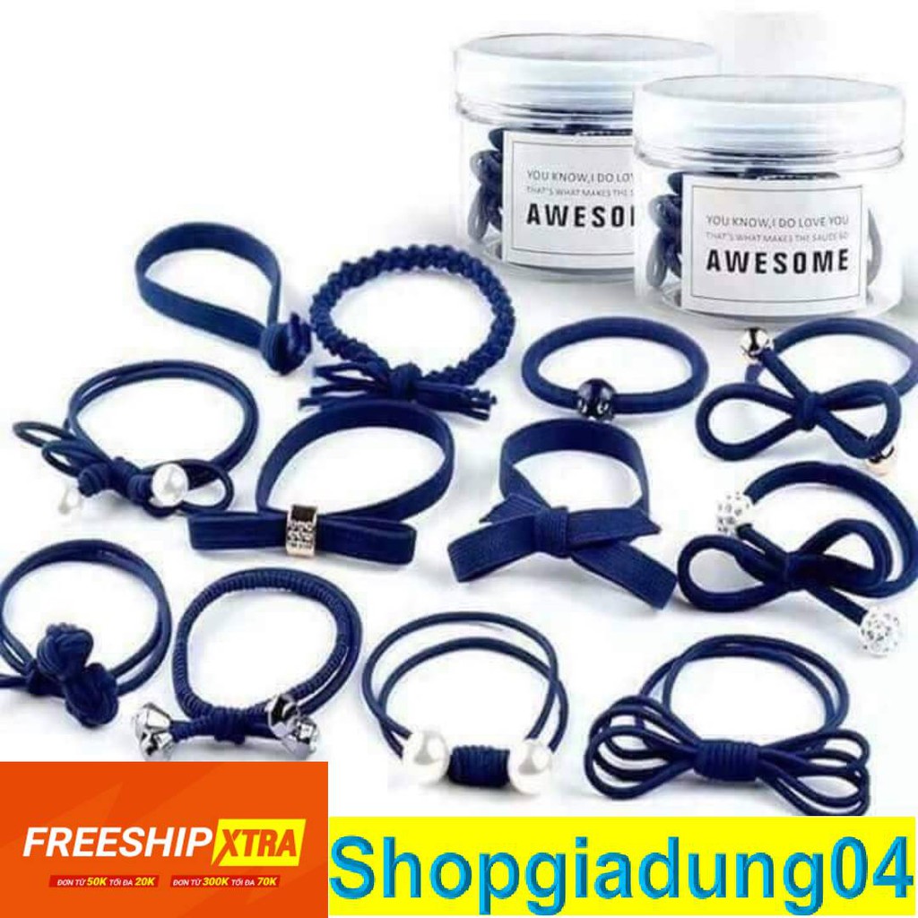 Dây buộc tóc❤️CAM KẾT CHẤT LƯỢNG❤️ hộp 12 kiểu loại đẹp Dây buộc tóc cho bé HÀN QUỐC 2020