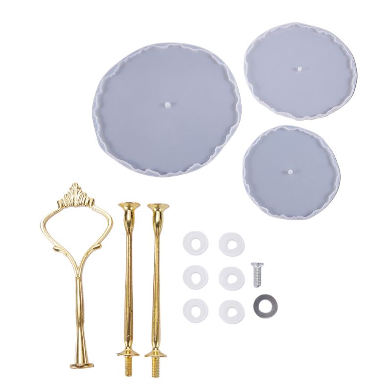 Set khuôn silicone làm khay trái cây 3 tầng resin epoxy DIY và giá giữ khay thủ công dành cho trang trí