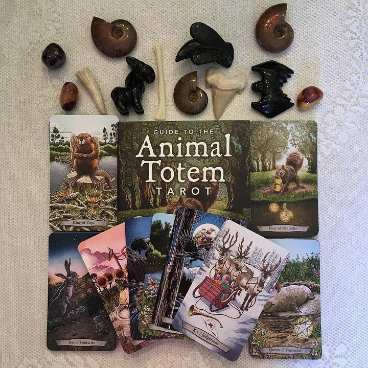 Bộ bài animal totem tarot tặng kèm đá thanh tẩy và hướng dẫn tiếng việt