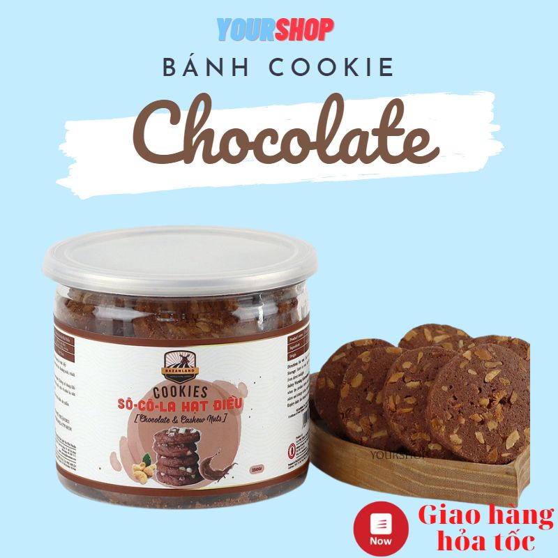 Bánh Cookie Socola Hạt Điều nguyên cám Yourshop, Bánh ăn kiêng, giảm cân