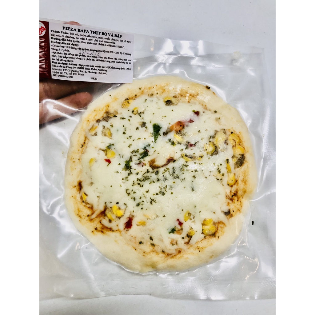 Bánh Pizza chế biến sẵn size 16cm, Đủ Vị Hải sản, xúc xích, thịt bò,.., chưa nướng