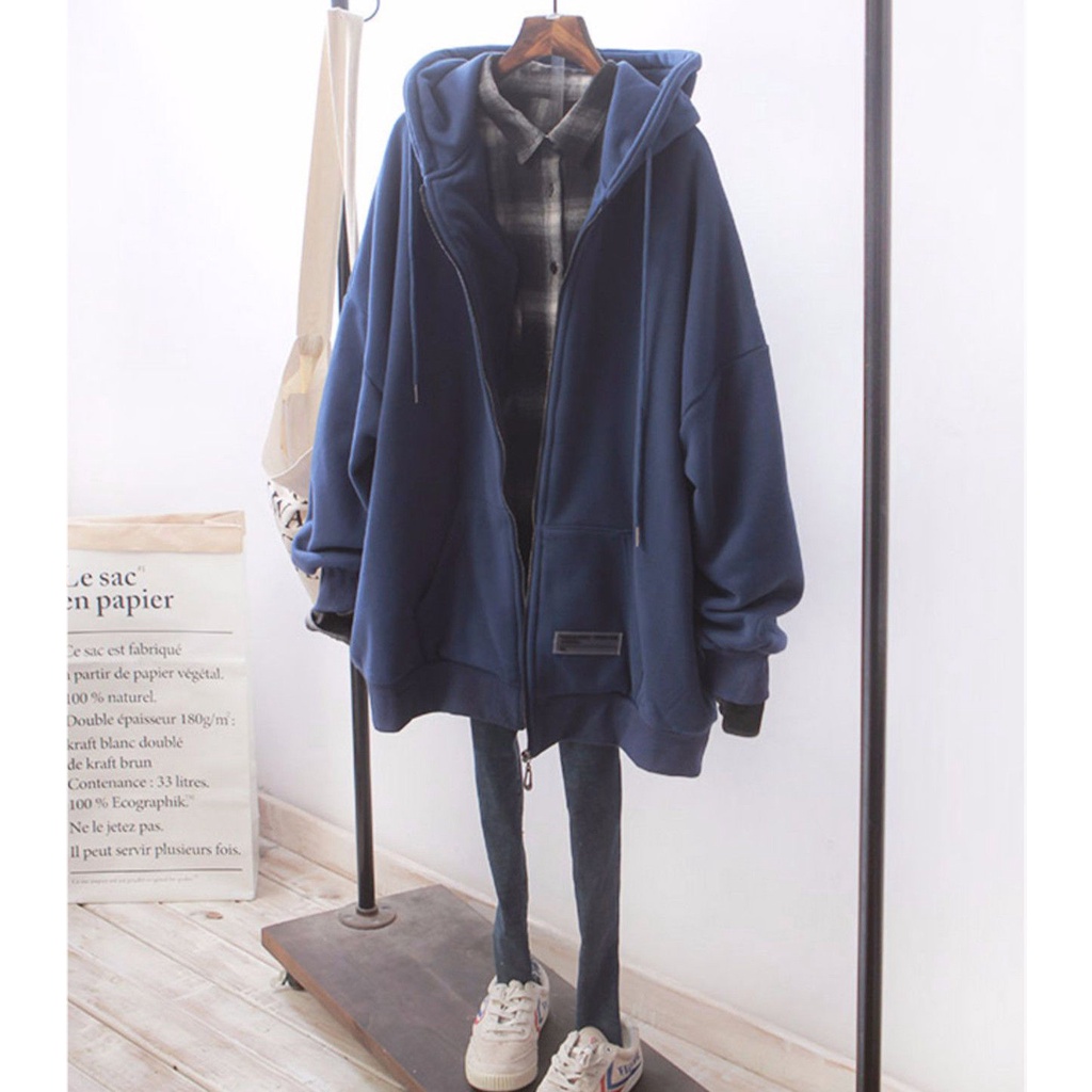 【Yuki】Áo khoác nỉ mũ rộng màu tím mộng mơ | BigBuy360 - bigbuy360.vn