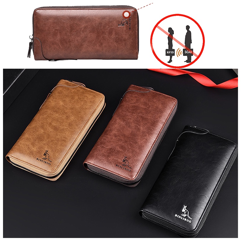 Ví Da PU Dáng Dài Chống Thấm Nước Chống Mòn Thời Trang Cho Nam