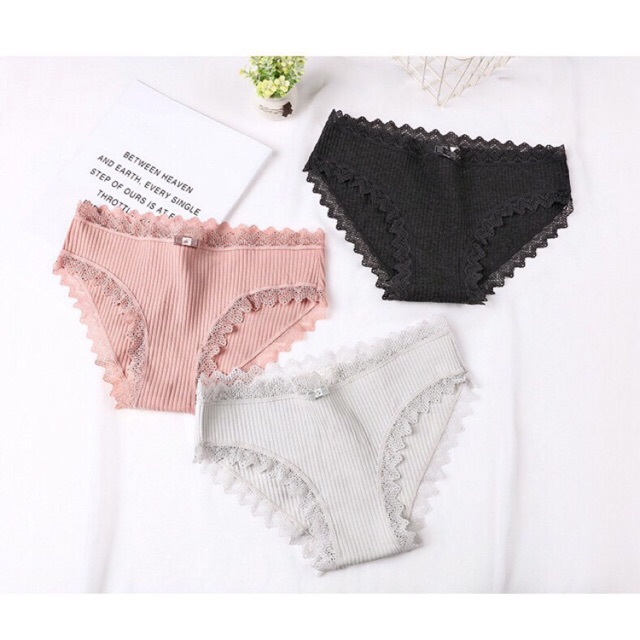 Quần lót cotton tăm phối nơ